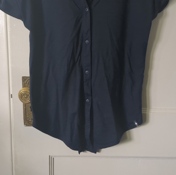 Smartwool Everyday Exploration XS Short Cap Sleeve Button Up Navy Blue Hiking - Picture 3 of 10